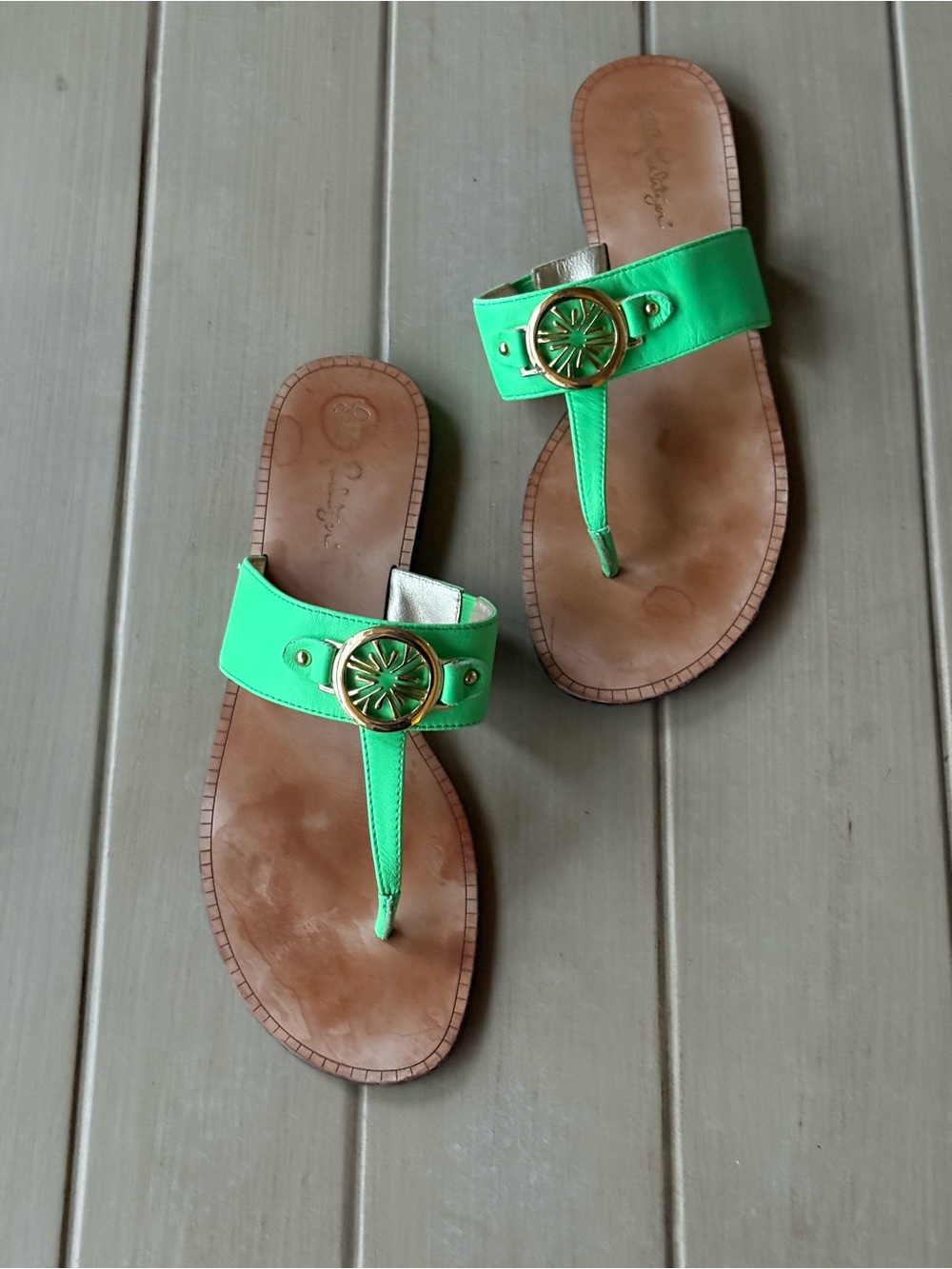 Women’s Lilly Pulitzer Green Sandals with Gold Accents - SIZE 9.5